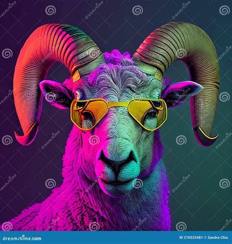 Realistic Lifelike Sheep Lamb In Fluorescent Electric Highlighters