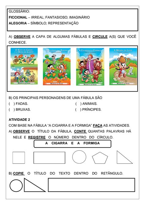 Sequência didática A cigarra e a formiga Sequência didática referente