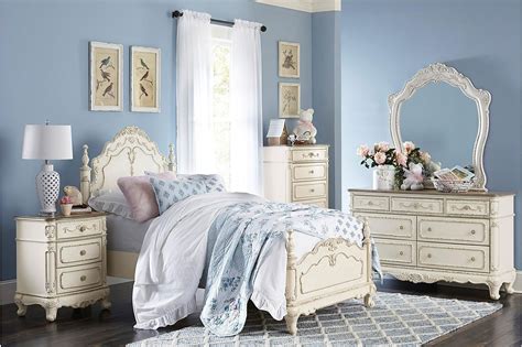 A large bedroom, a kitchen and a beautiful living room. Cinderella Youth Panel Bedroom Set (Antique White) by ...