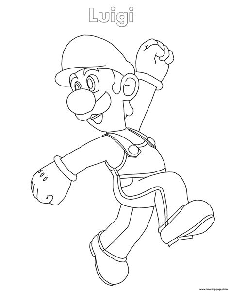 Luigi Super Mario Nintendo Coloring Page Printable