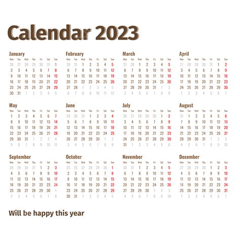 Calendar 2023 Simple Kalender Brown Calendar 2023 Calendar 2023 Hd