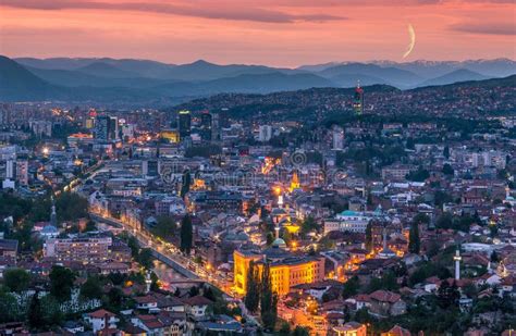 Sarajevo Sunset Panoramic View Editorial Image Image Of Banjaluka