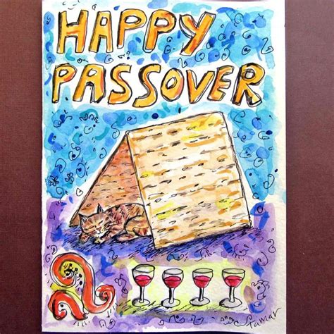 Funny Passover Card Hand Painted Original Watercolor Etsy Judaica