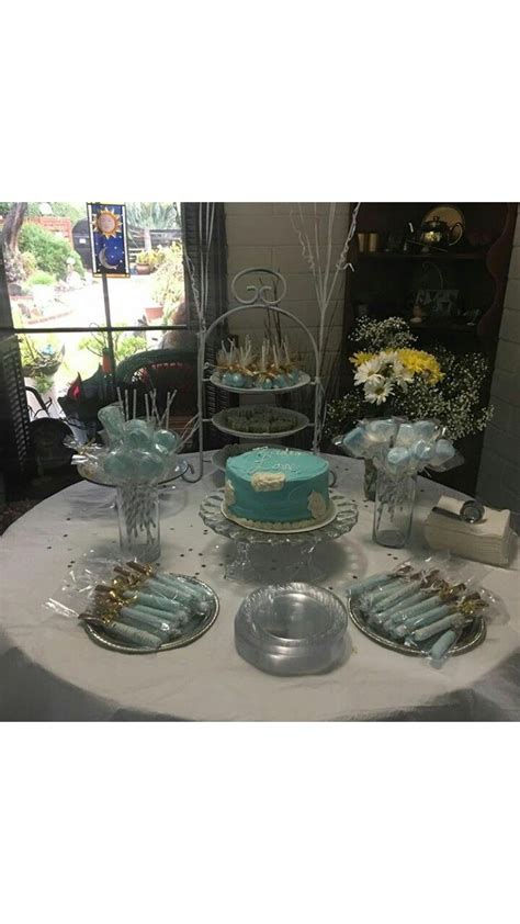 Hopefully, your married life will be blessed with this same joyous feeling! Heaven sent themed baby shower gender neutral sweets table ...