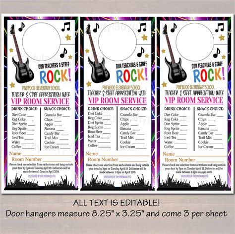 Rockstar Theme Teacher Appreciation Week Printable Party Set — Tidylady
