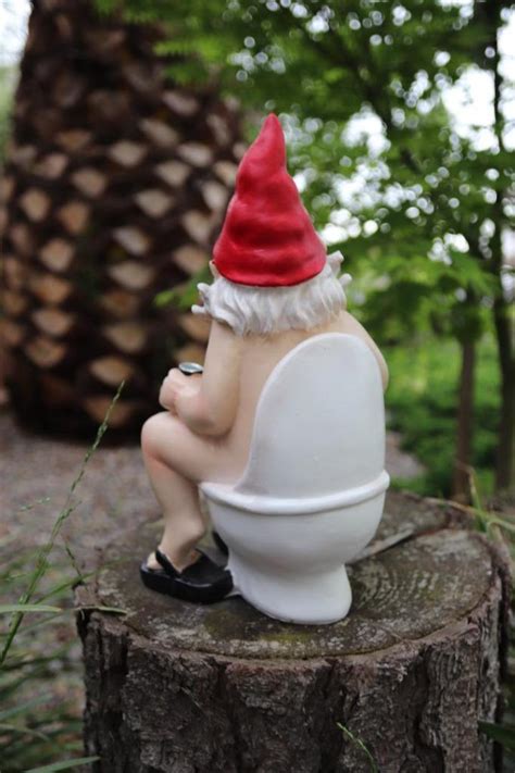 Garden Gnome Naked Nude Gnomes On Toilet Drinking Naughty Garden