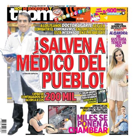 Portada Trome Salven A M Dico Del Pueblo Coronavirus Per Oscar