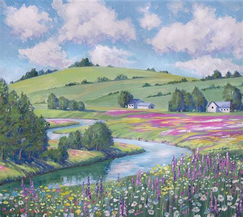 Spring Wildflower Meadows Painting By David Lloyd Glover Pixels