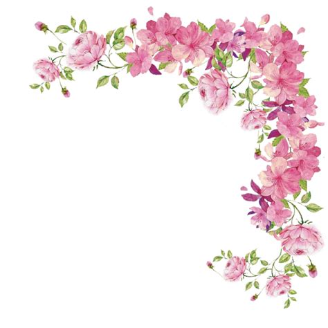 Pink Flowers Border Png Png Mart
