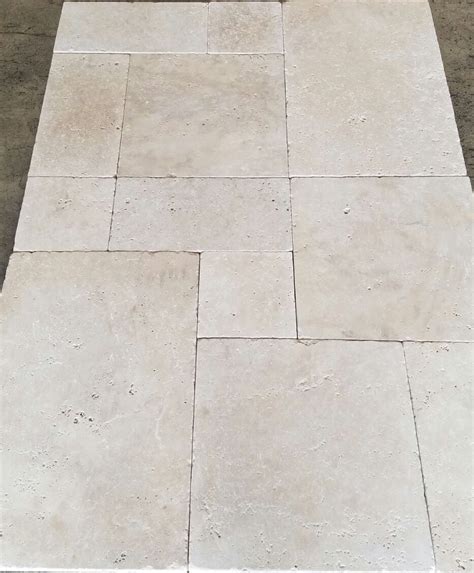 French Pattern Ivory Travertine Tumbled Paver Travertine And Marble