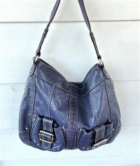 Vintage Tignanello Blue Leather Shoulder Hobo Handbag Etsy UK