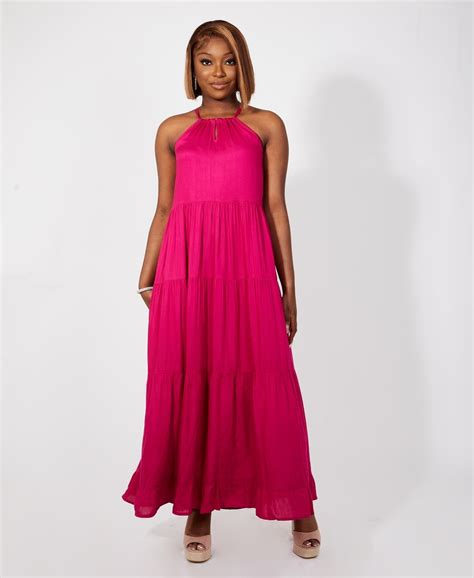 Dress Tiered Halterneck Summer Maxi Dress Krisp