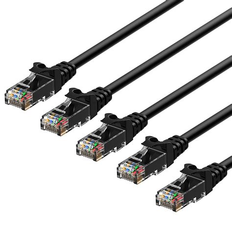 Ethernet Cable, Rankie 5-Pack RJ45 Cat 6 Ethernet Patch LAN Network Cable - 1 Feet (Black ...