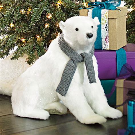 Sitting Polar Bear With Scarf Polar Bear Christmas Christmas Bear