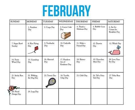 The Kirkwood Call Fun National Holiday Calendar February