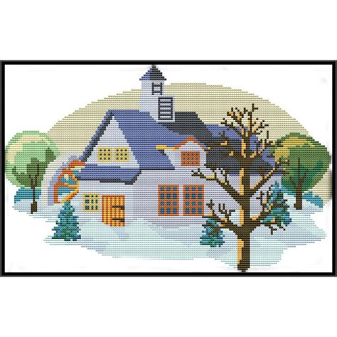 winter scenery cartoon cross stitch counted printed on canvas 14ct 11ct home decoration diy dmc