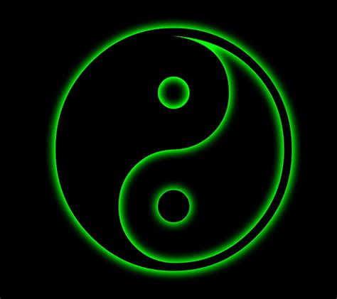 1080p Free Download Yin Yang Sign Green Neon Spirit Yin Yang Hd