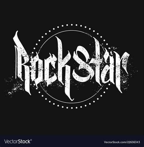 Rock Star Gothic Style Lettering Print With Grunge Rock Band Logos