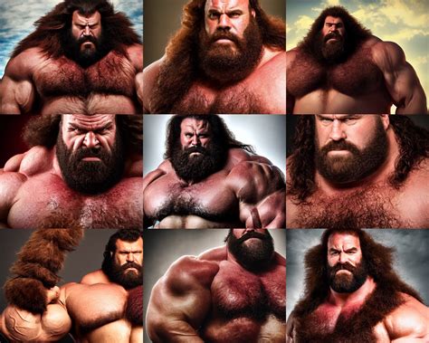 Portrait Of A Big Hairy Thick Masculine Barbarian Stable Diffusion