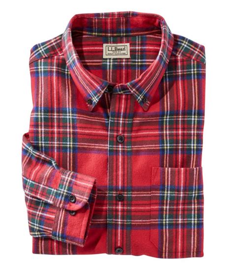 Mens Scotch Plaid Flannel Shirt Traditional Fit Casual Button Down
