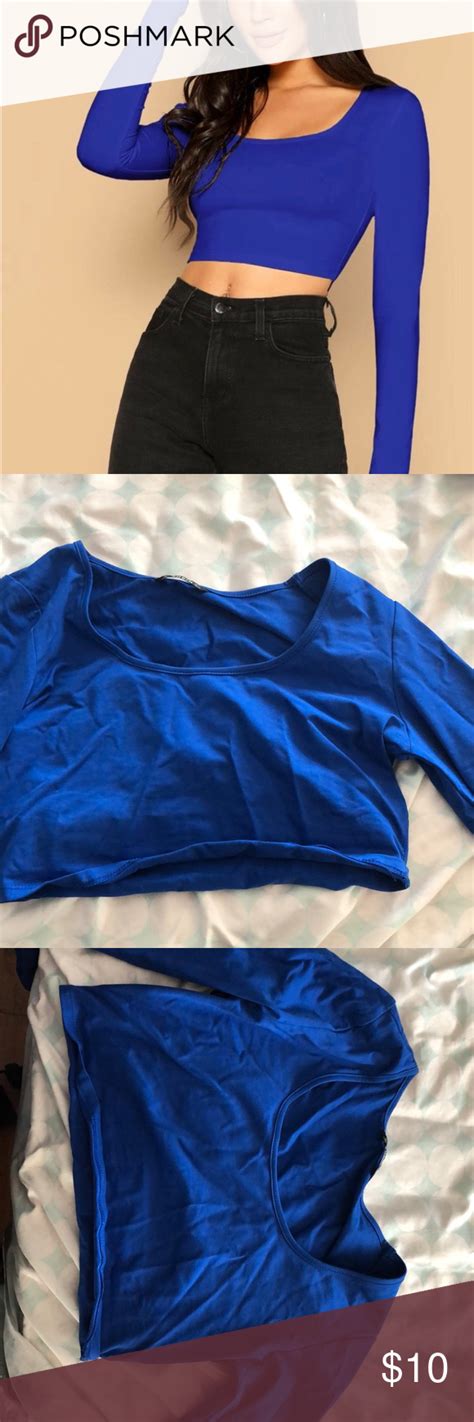 Blue Cropped Long Sleeve Shirt Its Royal Blue Its Just Too Cropped