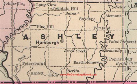 Ashley County Arkansas 1889 Map