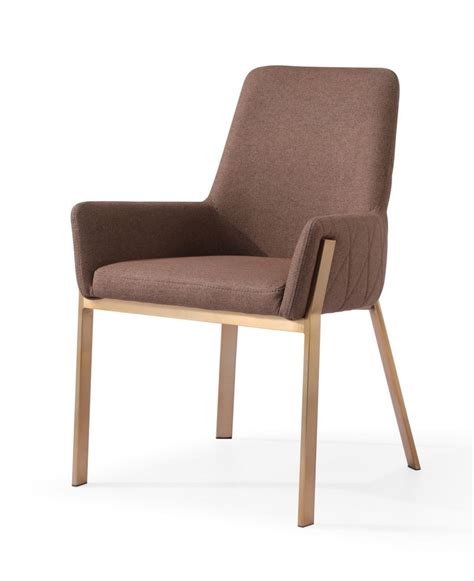 No options have been selected. Modrest Robin - Modern Brown & Brass Dining Chair - Dining ...