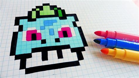 Remember to turn off the grid to view your artwork without the guides! Handmade Pixel Art - How To Draw Bulbasaur Mushroom # ...