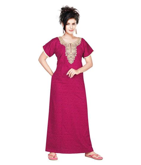 Buy Satyam Nighties Cotton Nighty And Night Gowns Pink Online At Best Prices In India Snapdeal