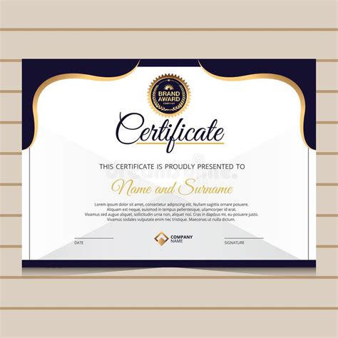 Modelo De Certificado De Diploma De Oro Elegante Ilustración Del Vector
