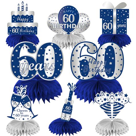 Buy 8pcs Happy 60th Birthday Decorations Table Honeycomb Centerpieces