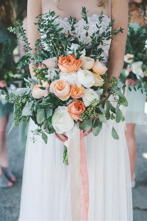 Green And Peach Wedding Bouquet Image By Athena Grace Barnweddings