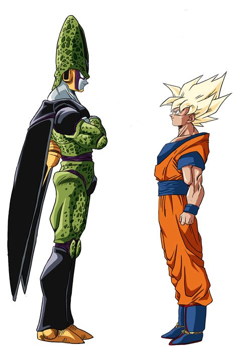 You will outline the wide shape of his muscular neck, then add all the following details. Goku Cell Color | Anime dragon ball super, Dragon ball super manga, Dragon ball super goku