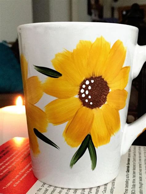 Hand Painted Mug Sunflower Mug Gift Idea Etsy Painted Mugs Hand