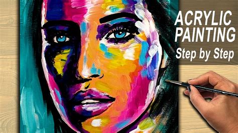 Acrylic Painting Tutorial Abstract Colorful Portrait Painting