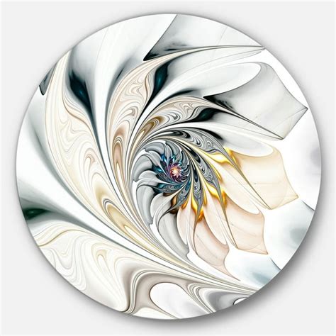 Designart White Stained Glass Floral Art Large Floral Metal Circle Wall Art