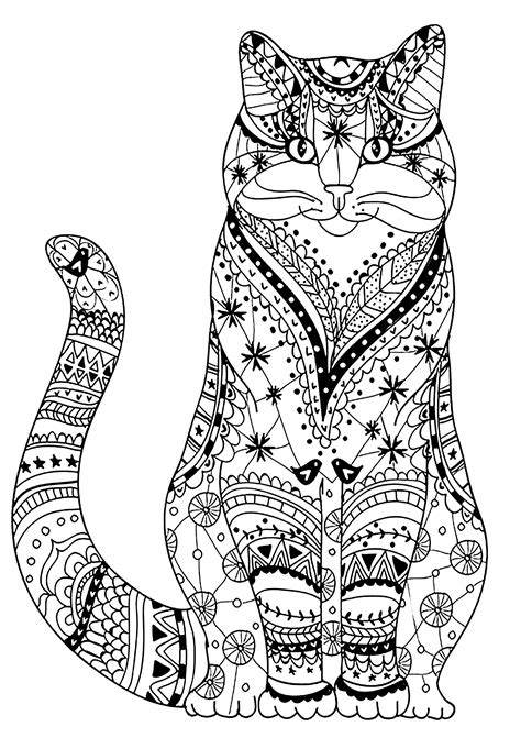 Very Wise Cat Cats Adult Coloring Pages