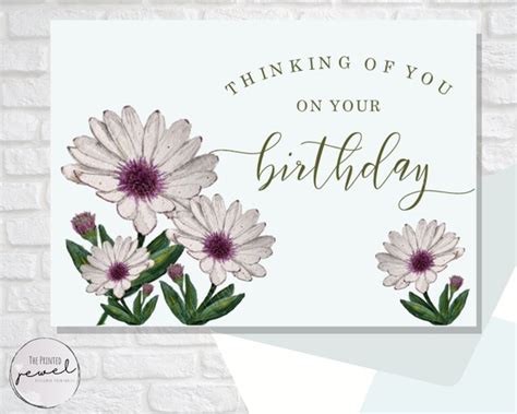 Happy Birthday Card Thinking Of You On Your Birthday White Etsy