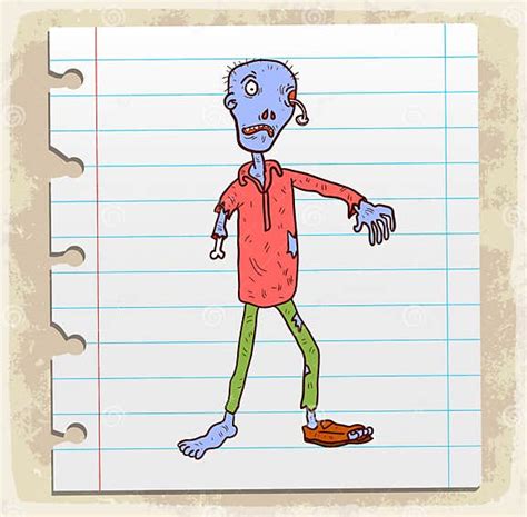 Cartoon Zombie On Paper Note Vector Illustration Stock Vector