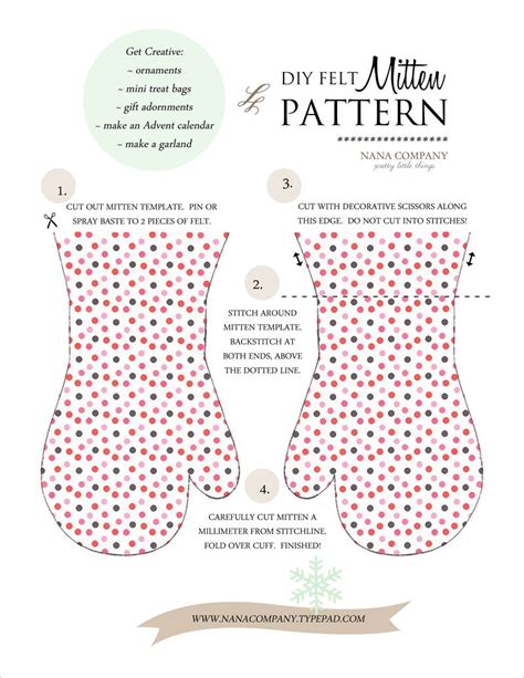 Sew from marked point, around the thumb to the other edge of mitten, with 1/4 inch seam allowance. diy :: felt mitten pattern - nanaCompany