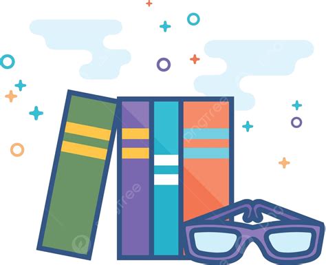 Flat Color Icon Books And Glasses Wiki Clip Art Information Vector
