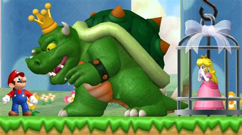 New Super Mario Bros Wii Evil King Koopa Fight In The First Level