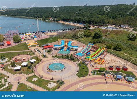 Orhei Moldova July 2021 Aerial View Of The Amusement Park Orheiland