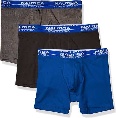 Nautica Mens Competition 3 Pack Mesh Boxer Brief Charcoallead Blue