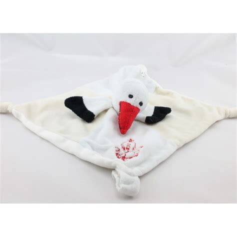 Doudou Plat Cigogne Cru Blanche Rouge Brod Roda