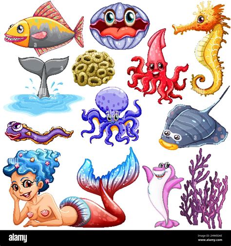 Different Types Of Sea Animals Illustration Stock Vector Image And Art