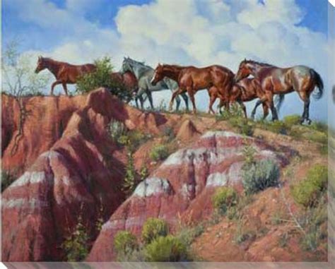 Colored Clay And Quarter Horses Wrapped Canvas Giclee Print Wall Art