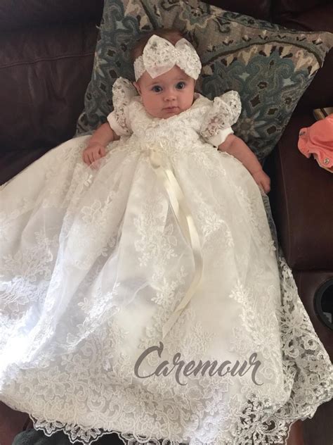 Lauren Lace Christening Gown Set Baptism Gown Handcrafted Etsy