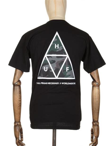 Huf Triple Triangle Muted Military T Shirt Black Clothing From Fat
