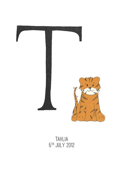 T Is For Tiger Cute Nursery Print Nursery Illustration Nursery